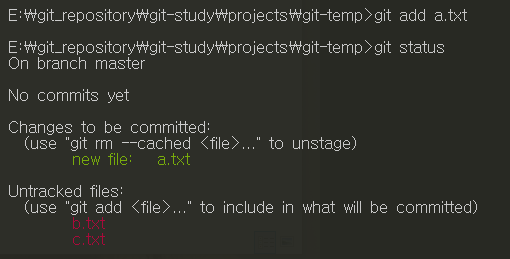 a.txt파일 git add