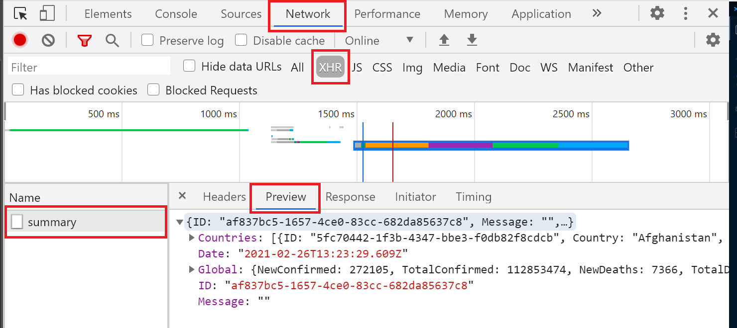 개발자도구 network탭 data확인 