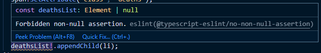 non-null assertion eslint 경고 